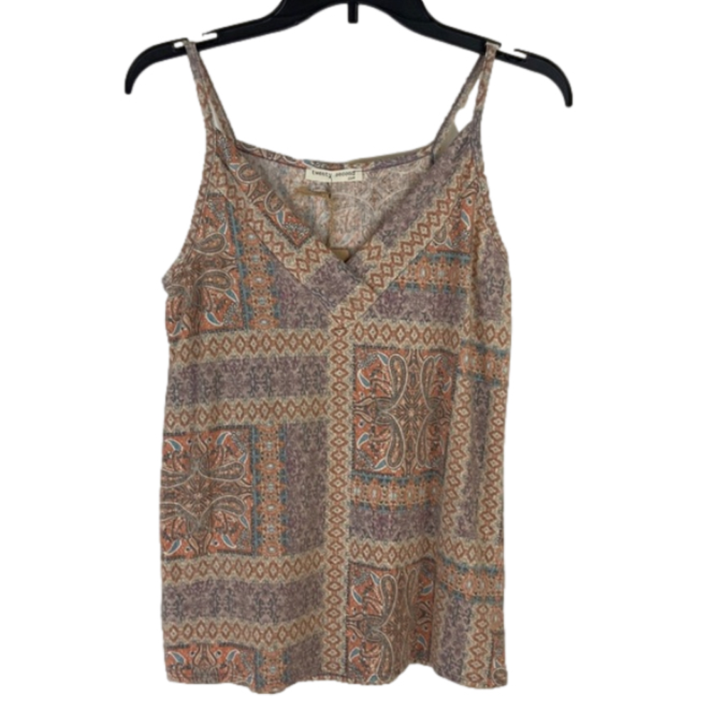 V-Neck Cami Rust Paisley Aztec Patchwork Print Twenty Second Size Small NEW